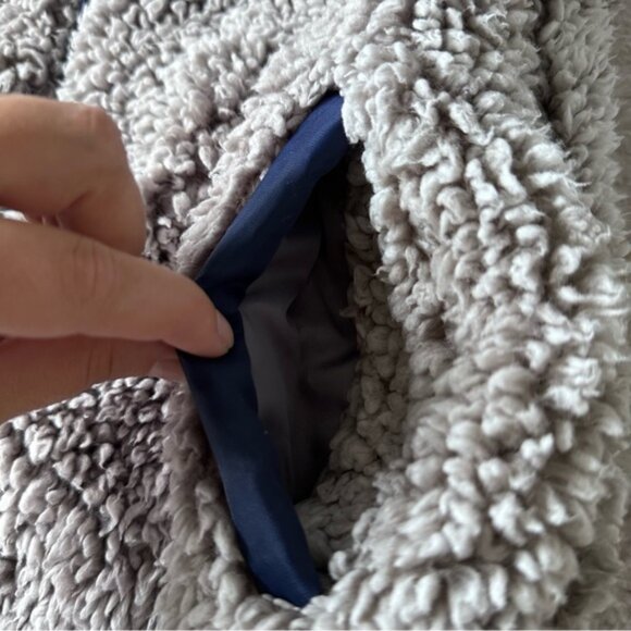 Simply Southern | Gray & Navy Vegan Faux Fur Sherpa Teddy Vest | Size Small - Picture 6 of 13